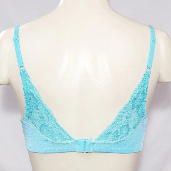 34A Lily of France Extreme Lacy Looks Push Up UW Bra Aqua NWT - Picture 3 of 3